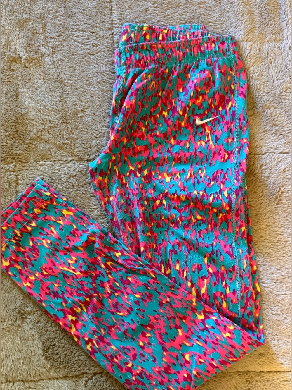 Nike Girls' Teal, Pink & Yellow Printed Leggings